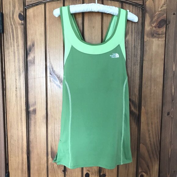 The North Face Flight Series Vapor Wick Athletic Tank Top XL Shelf Bra Green EUC - Picture 1 of 12